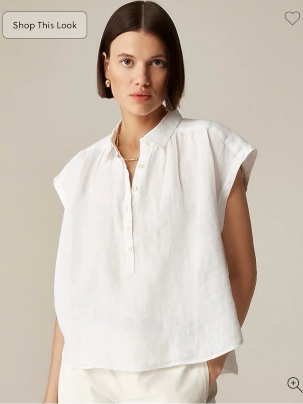 J Crew White 100% Linen Top